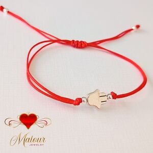 950 Silver bracelet Protective Hand with red thread.